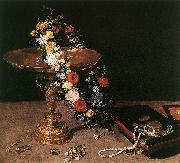 BRUEGHEL, Jan the Elder Still-Life with Garland of Flowers and Golden Tazza fdg oil